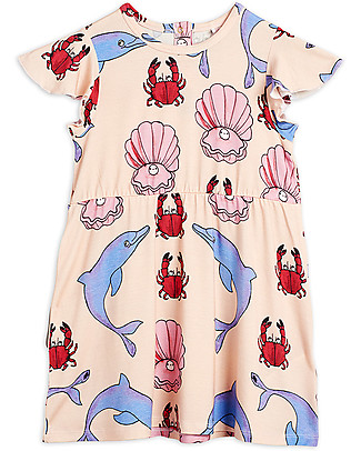 Mini Rodini Dolphin Dress with Short Wing Sleeves - Elasticated Lyocell Special Occasion