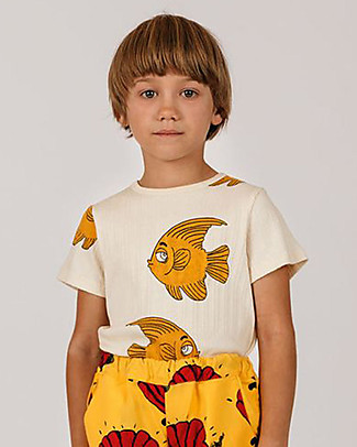 Mini Rodini Fish T-Shirt - Elasticated Organic cotton T-Shirts And Vests