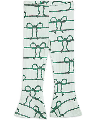 Mini Rodini Flared Pants - Rope with Bows - Green - Organic Cotton Trousers