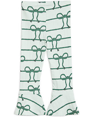Mini Rodini Flared Pants - Rope with Bows - Green - Organic Cotton Trousers