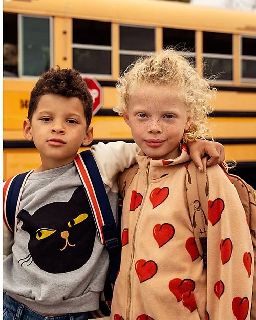 Mini Rodini Fleece Jacket - Hearts - Beige - 100% Recycled Fabric Jackets