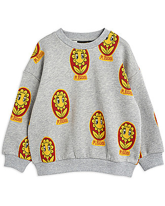 Mini Rodini Flower Grey Melange Sweatshirt - 100% Organic Cotton Occasion Wear