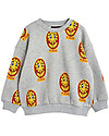 Mini Rodini Flower Grey Melange Sweatshirt - 100% Organic Cotton Sweatshirts