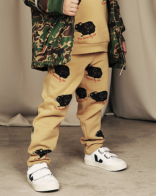 Mini Rodini Guinea Pig Sweatpants, Beige - 100% Organic Cotton Trousers