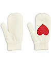 Mini Rodini Heart Knitted Mittens - Offwhite - Organic Cotton Gloves