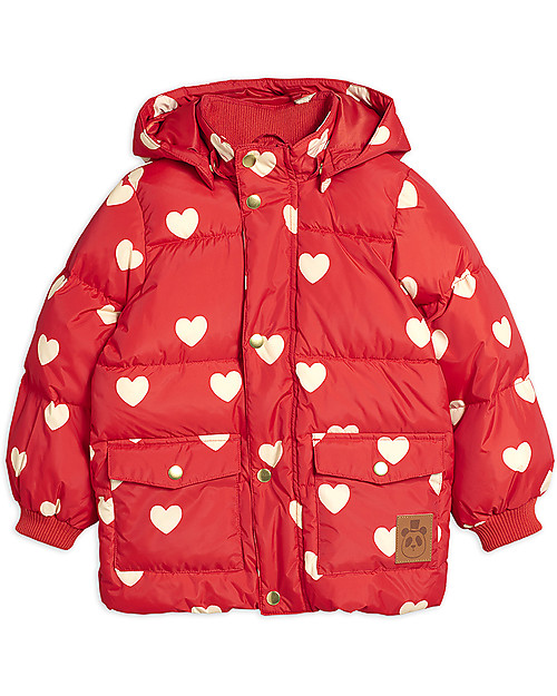 Mini Rodini Hearts Pico Puffer Jacket - 100% Recycled Fabric - Water Resistant Down Jacket