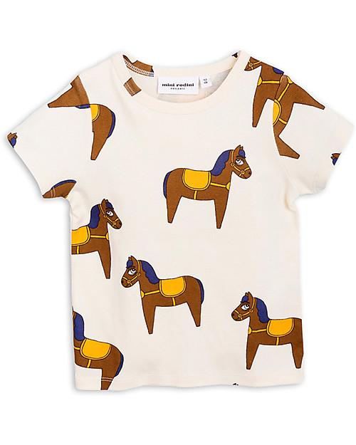 Mini Rodini Horses T-Shirt, Yellow - 100% Organic cotton T-shirts