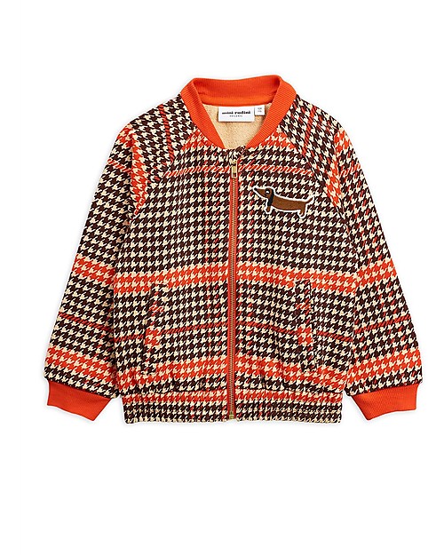 Mini Rodini Houndstooth Baseball Cardigan, Red - 100% organic cotton Sweatshirts