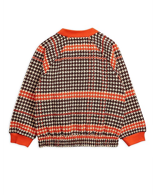 Mini Rodini Houndstooth Baseball Cardigan, Red - 100% organic cotton Sweatshirts