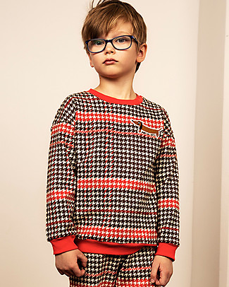 Mini Rodini Houndstooth Sweatshirt, Red - 100% Organic Cotton Sweatshirts