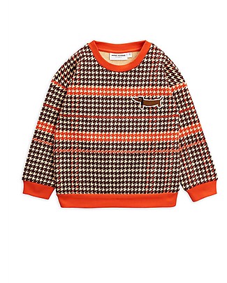 Mini Rodini Houndstooth Sweatshirt, Red - 100% Organic Cotton Sweatshirts