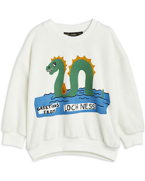 Mini Rodini Loch Ness Sweatshirt - White - Organic Cotton Sweatshirts