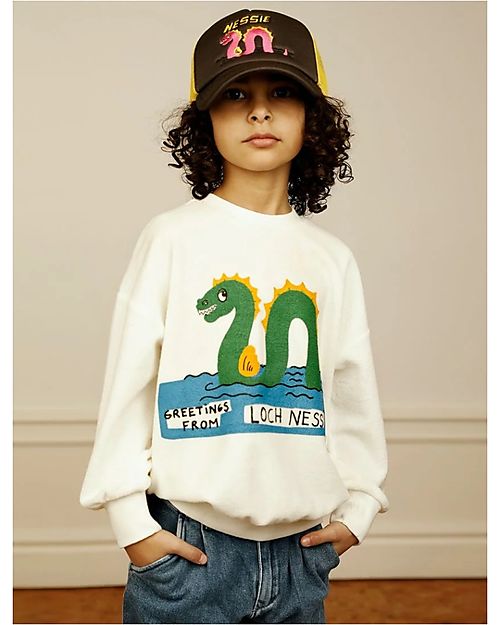 Mini Rodini Loch Ness Sweatshirt - White - Organic Cotton Sweatshirts