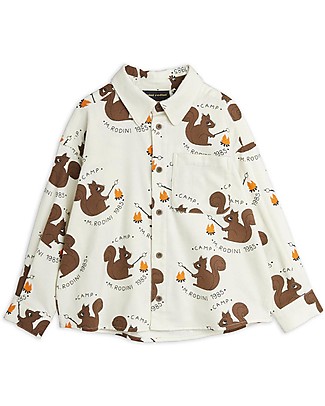 Mini Rodini Long Sleeved Shirt - Squirrel - 100% Woven Organic Cotton Flanell Sweatshirts