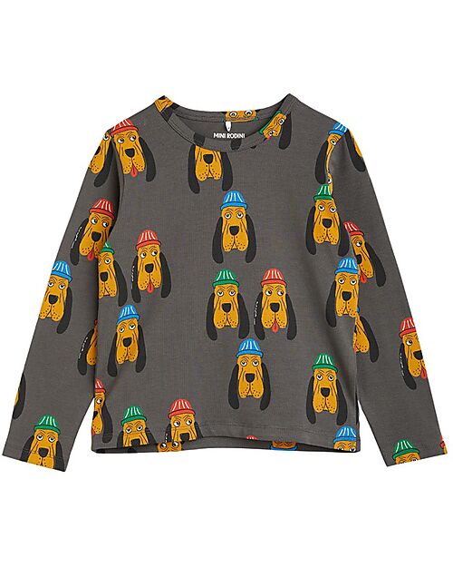 Mini Rodini Maglia Maniche Lunghe - Bloodhound - Grey - 100% Organic Cotton GOTS​ T-shirts