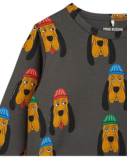 Mini Rodini Maglia Maniche Lunghe - Bloodhound - Grey - 100% Organic Cotton GOTS​ T-shirts
