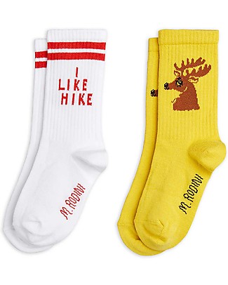 Mini Rodini Pack of 2 Socks - Hike+Deer - Organic Cotton Socks
