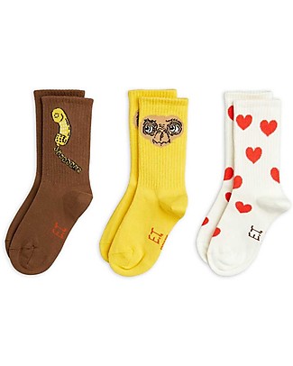 Mini Rodini Pack of 3 Socks - ET Collection - Yellow - Organic Cotton Socks