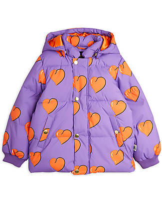 Mini Rodini Padded Duvet - Hearts - Purple - 100% Recycled Fabric Down Jacket