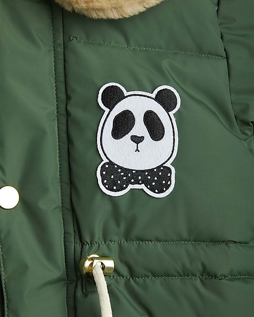 Mini Rodini Panda Puffer Jacket - Green - Breathable and Water Resistant Waterproof