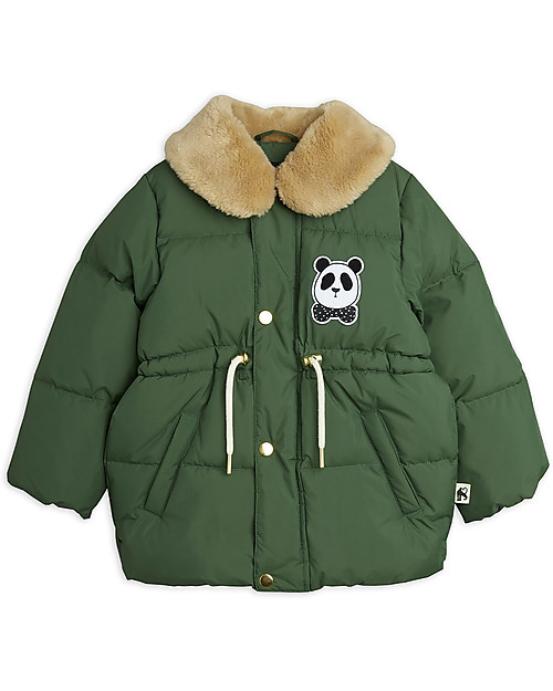 Mini Rodini Panda Puffer Jacket - Green - Breathable and Water Resistant Waterproof