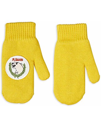 Mini Rodini Polar Bear Knitted Mittens - Yellow - Organic Cotton Gloves