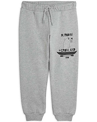 Mini Rodini Polar Bear Sweatpants - Grey - 100% Organic Cotton Trousers