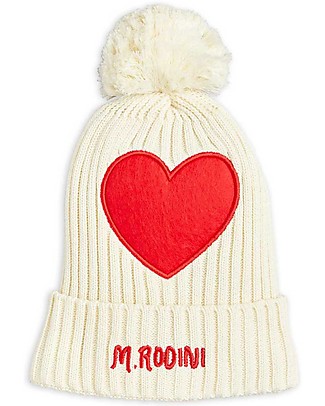 Mini Rodini Pompom Hat - Heart - 100% Organic Cotton Winter Hats