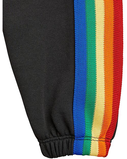 Mini Rodini Rainbow Stripe Sweatpants - Black - 100% Organic Cotton GOTS Trousers