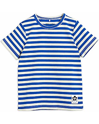 Mini Rodini Ribbed Tee - Blue Stripes - Elasticated Organic Cotton T-Shirts And Vests