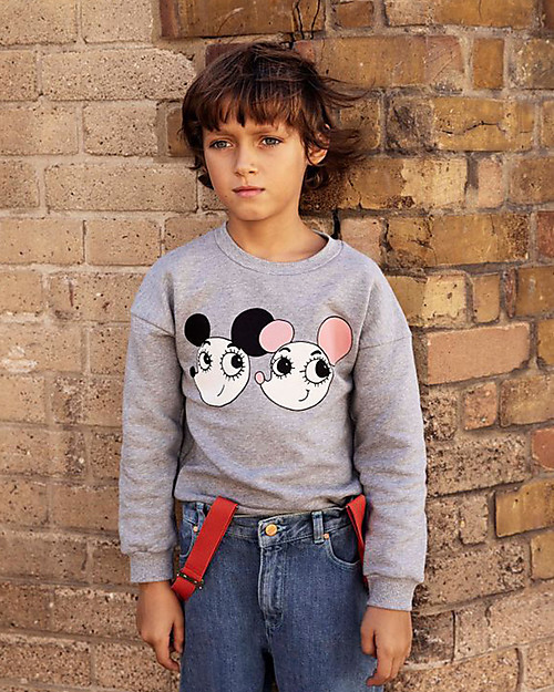 MINI RODINI Sweatshirt グレー　116/122 Mini Rodini Ritzratz Sweatshirt, Grey Melange - 100% Organic