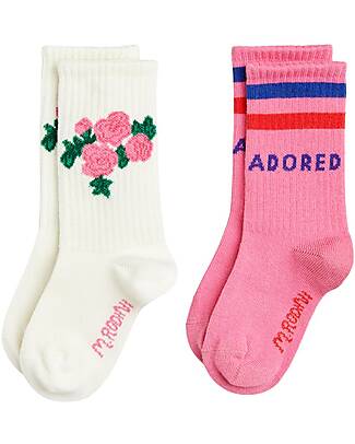 Mini Rodini Roses 2-pack Socks - Pink - 100% Organic Cotton GOTS Socks