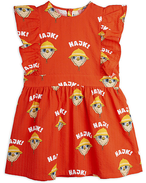 Mini Rodini Ruffle Hike Dress - Red - 100% Organic Cotton Dresses_