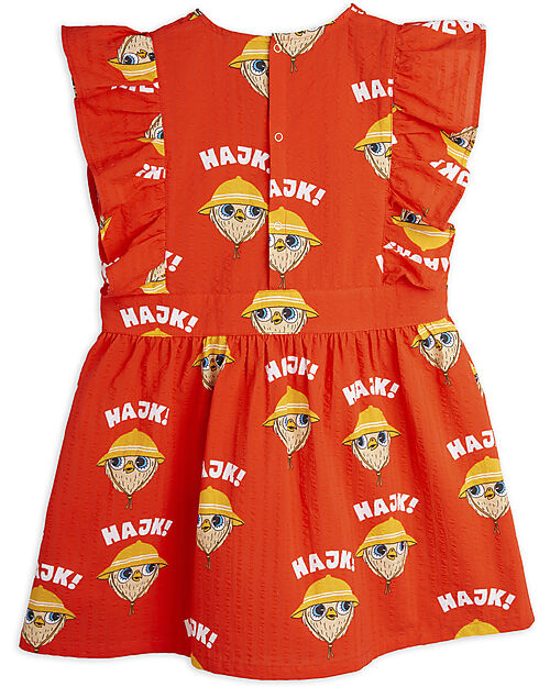 Mini Rodini Ruffle Hike Dress - Red - 100% Organic Cotton Dresses_