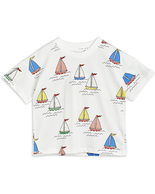 Mini Rodini Sailing Boats T-Shirt - White - 100% Organic Cotton T-shirts