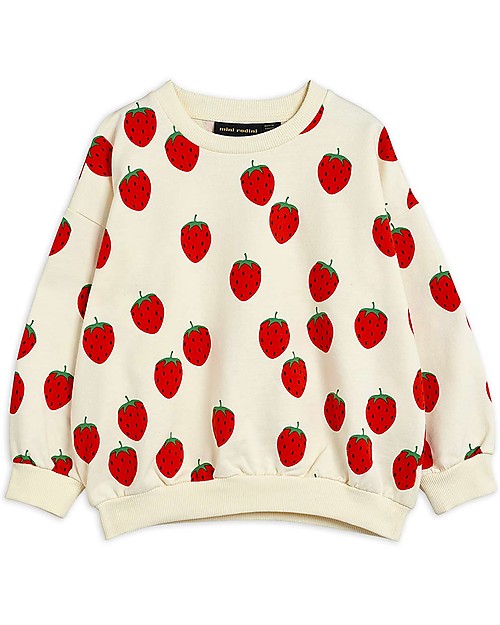 Mini Rodini Strawberry All Over Sweatshirt - Offwhite - 100% Organic Cotton Sweatshirts