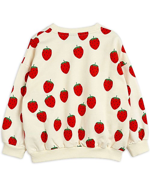 Mini Rodini Strawberry All Over Sweatshirt - Offwhite - 100% Organic Cotton Sweatshirts