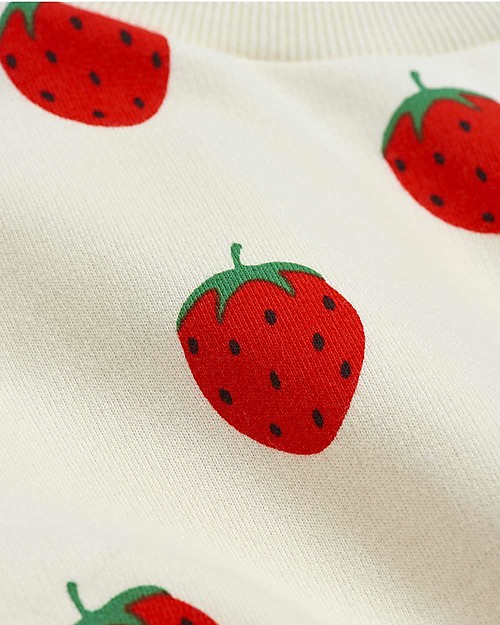 Mini Rodini Strawberry All Over Sweatshirt - Offwhite - 100% Organic Cotton Sweatshirts