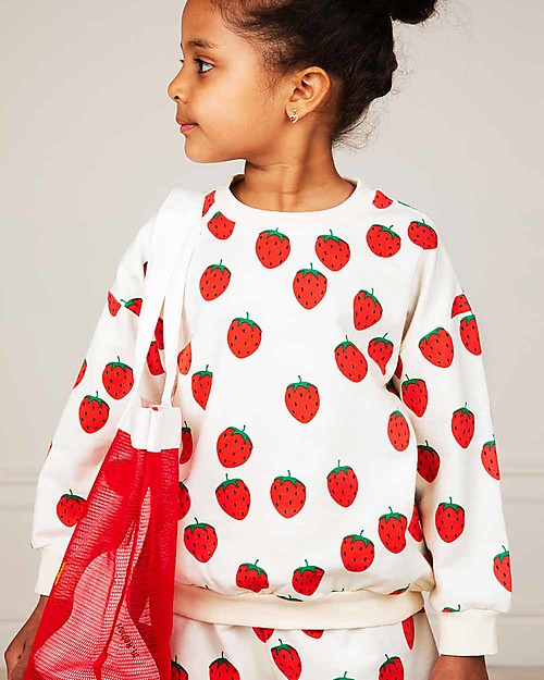 Mini Rodini Strawberry All Over Sweatshirt - Offwhite - 100% Organic Cotton Sweatshirts