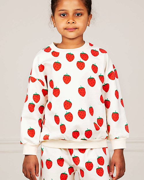 Mini Rodini Strawberry All Over Sweatshirt - Offwhite - 100% Organic Cotton Sweatshirts