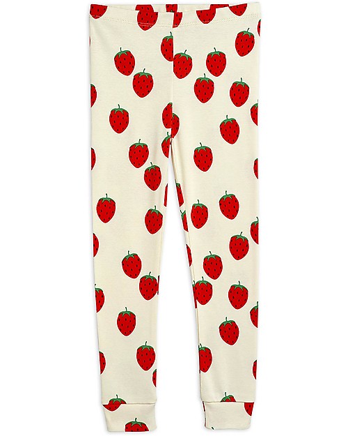 Mini Rodini Strawberry Leggings - Offwhite - 100% Organic Cotton Leggings