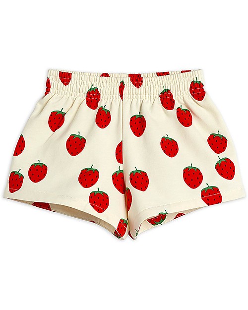 Mini Rodini Strawberry SweatShorts - Offwhite - 100% organic cotton Shorts