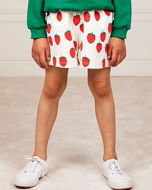 Mini Rodini Strawberry SweatShorts - Offwhite - 100% organic cotton Shorts