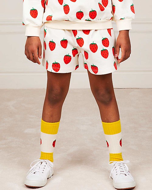 Mini Rodini Strawberry SweatShorts - Offwhite - 100% organic cotton Shorts