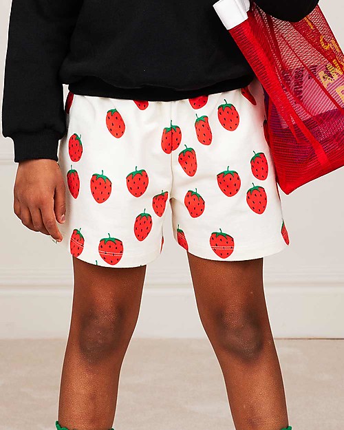 Mini Rodini Strawberry SweatShorts - Offwhite - 100% organic cotton Shorts