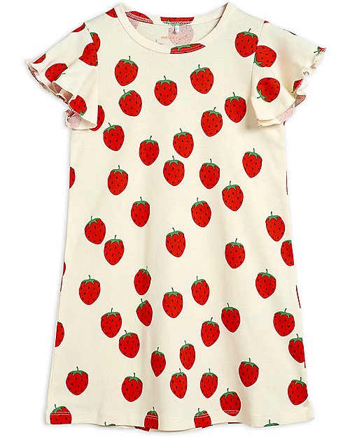 Mini Rodini Strawberry Wing Dress - Offwhite - 100% organic cotton Dresses_