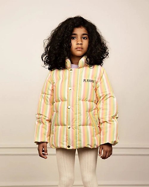 Mini Rodini Stripe City Puffer Jacket - Multicolor - 100% Recycled Fabric - Water-Resistant Down Jacket