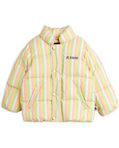 Mini Rodini Stripe City Puffer Jacket - Multicolor - 100% Recycled Fabric - Water-Resistant Down Jacket