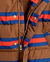 Mini Rodini Stripes Puffer Jacket, Brown - 100% Recycled Fabric, Water-Resistant Down Jacket