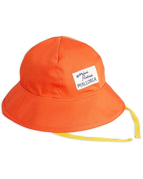 Mini Rodini Summer Cap - Mallorca Patch - Orange - 100% GOTS Organic Cotton Sunhats